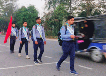 পায়ে হেঁটে ১৫০ কিমি পথ পাড়ি দিতে গোবিপ্রবিতে থেকে যাত্রা শুরু করল ৪ রোভার স্কাউট