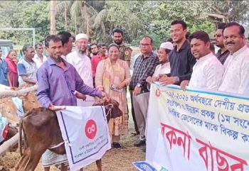 কোটালীপাড়ায় ৫৮ জেলের মাঝে বকনা বাছুর বিতরণ: বিকল্প কর্মসংস্থানে নতুন আশা
